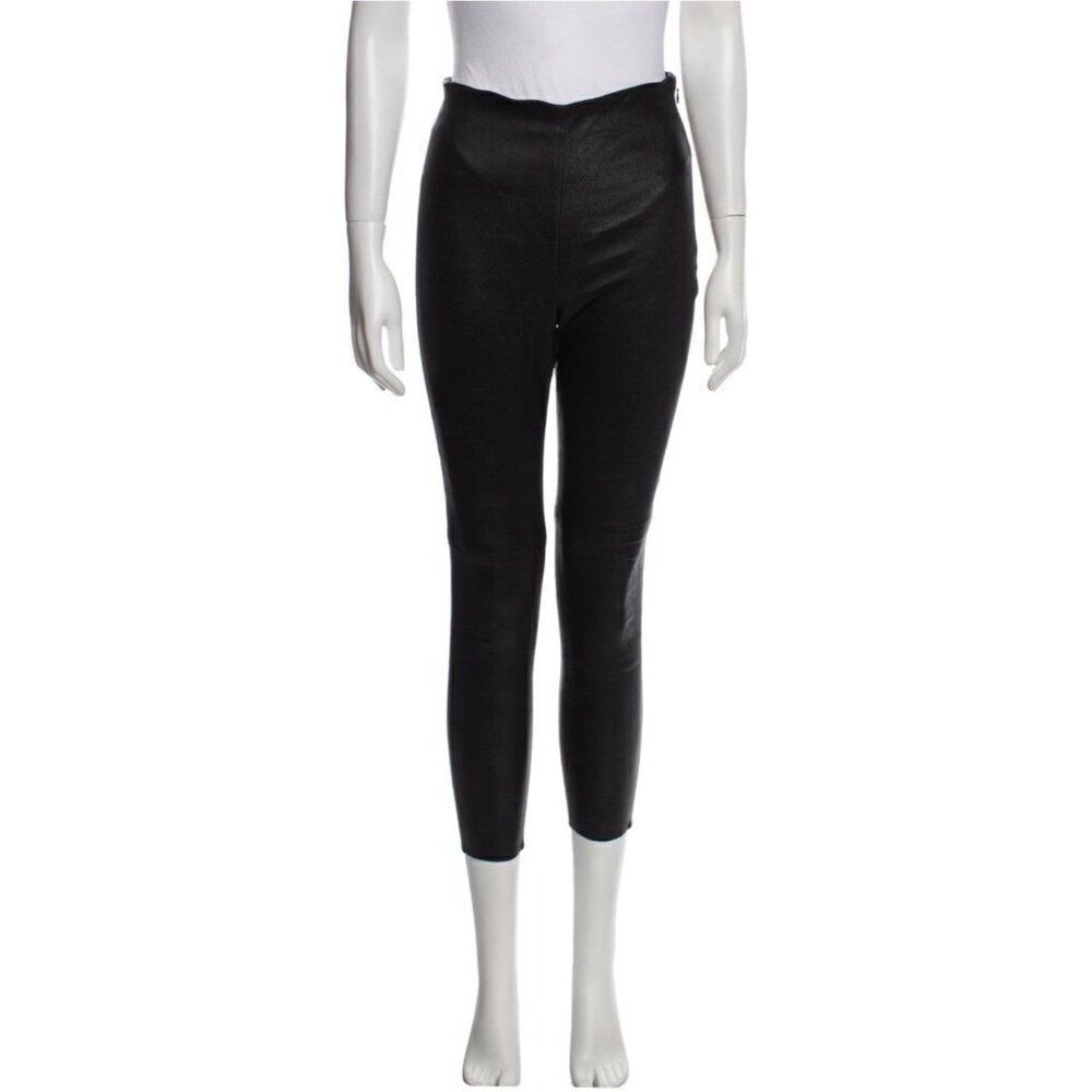 IRO Authentic Solid Black Genuine Lamb Leather High Rise Skinny Pants FR 36 US 4